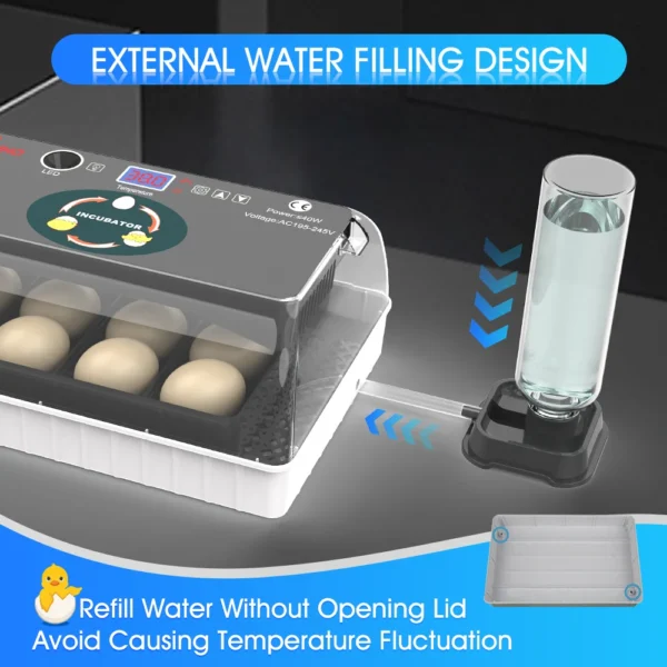 12 full-automatic chicken, duck and bird egg incubators Automatic egg turning intelligent constant temperature incubator - Image 4